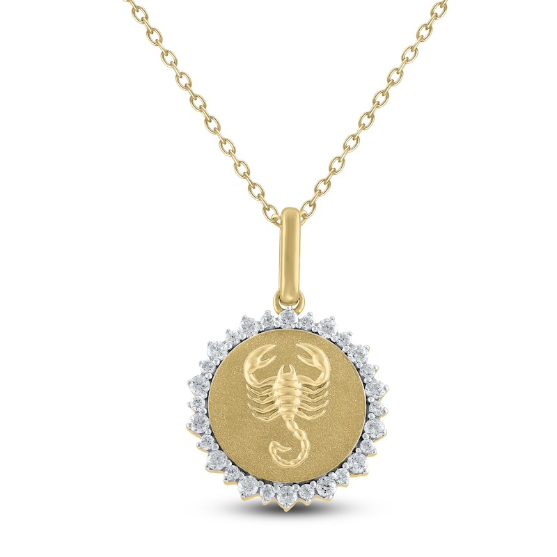 Main Image 1 of Diamond Zodiac Scorpio Medallion Necklace 1/3 ct tw 10K Yellow Gold 18&quot;