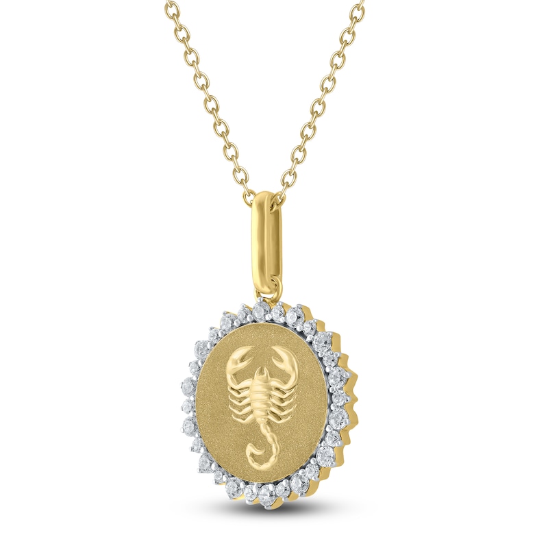 Main Image 2 of Diamond Zodiac Scorpio Medallion Necklace 1/3 ct tw 10K Yellow Gold 18&quot;