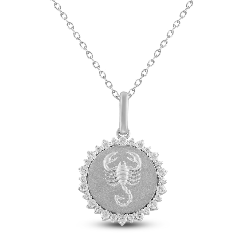 Main Image 1 of Diamond Zodiac Scorpio Medallion Necklace 1/3 ct tw Sterling Silver 18&quot;