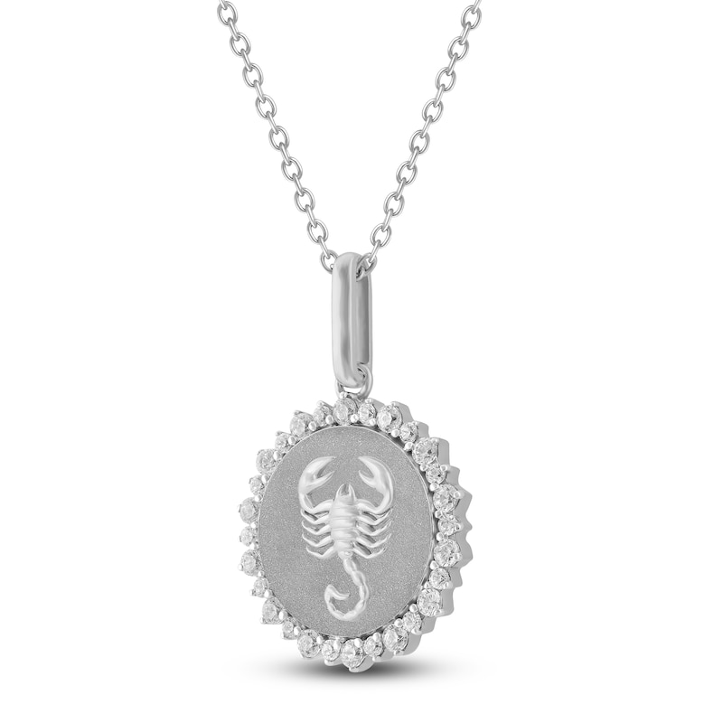 Main Image 2 of Diamond Zodiac Scorpio Medallion Necklace 1/3 ct tw Sterling Silver 18&quot;