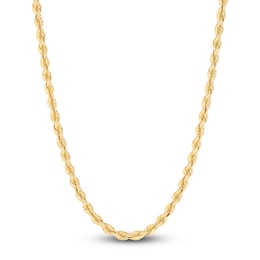 Solid Silk Rope Chain 3mm 14K Yellow Gold 18&quot;