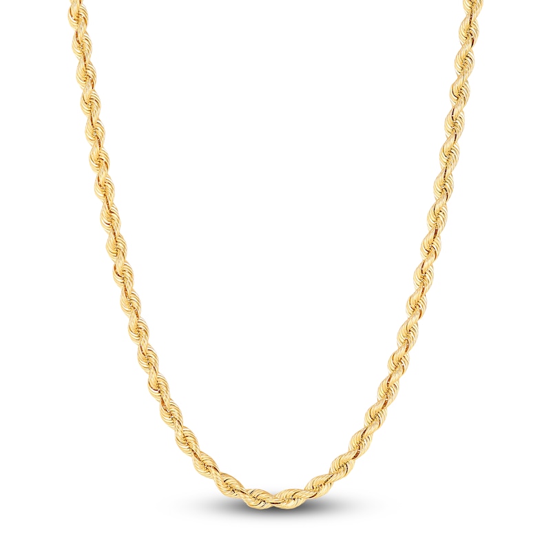 Main Image 1 of Solid Silk Rope Chain 3mm 14K Yellow Gold 18&quot;