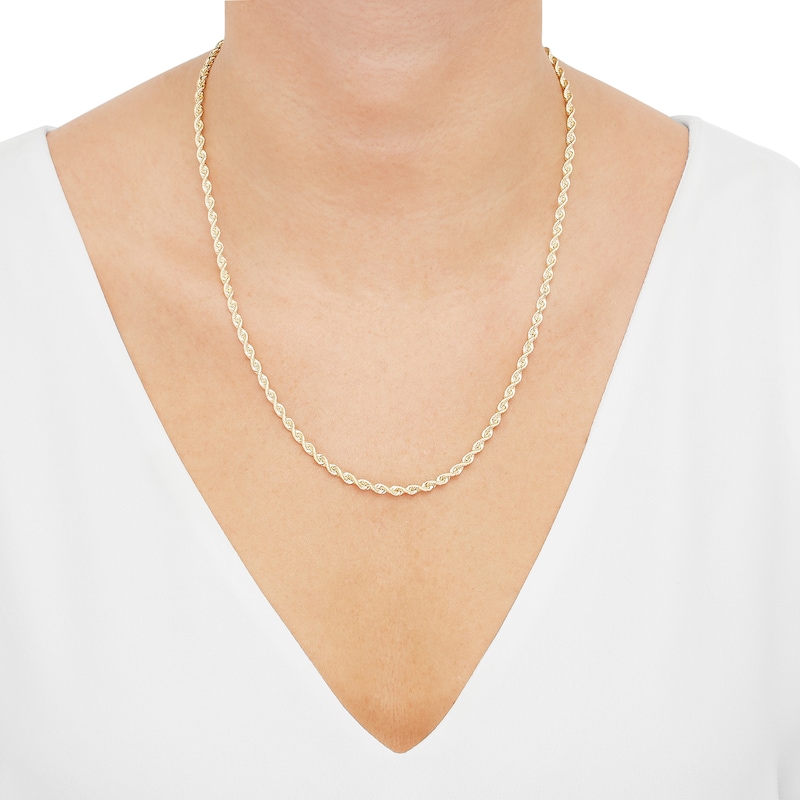 Main Image 4 of Solid Silk Rope Chain 3mm 14K Yellow Gold 18&quot;