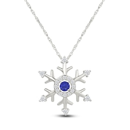 Blue & White Lab-Created Sapphire Snowflake Necklace Sterling Silver 18&quot;