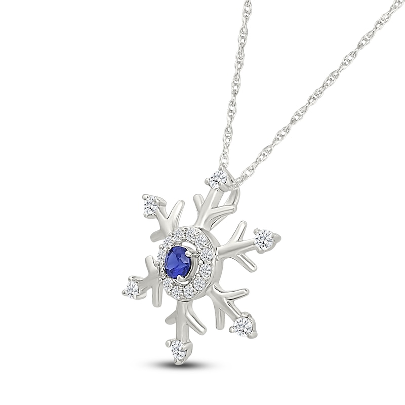 Main Image 2 of Blue & White Lab-Created Sapphire Snowflake Necklace Sterling Silver 18&quot;