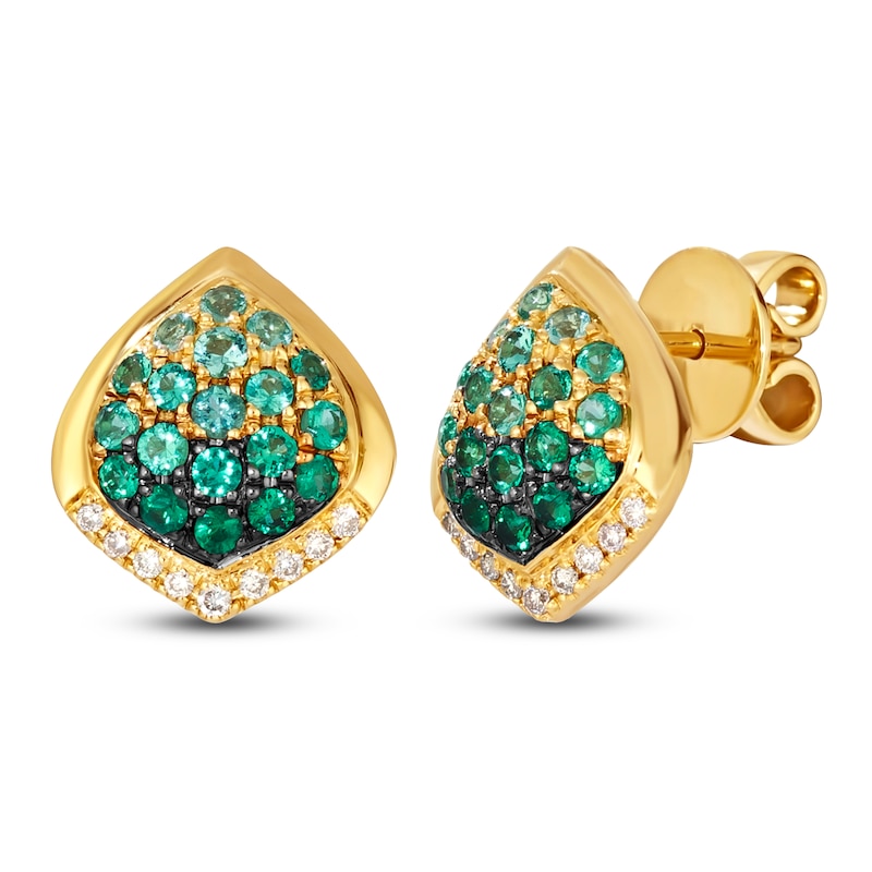 Main Image 2 of Le Vian Emerald Ombré Earrings 1/10 ct tw Diamonds 14K Honey Gold