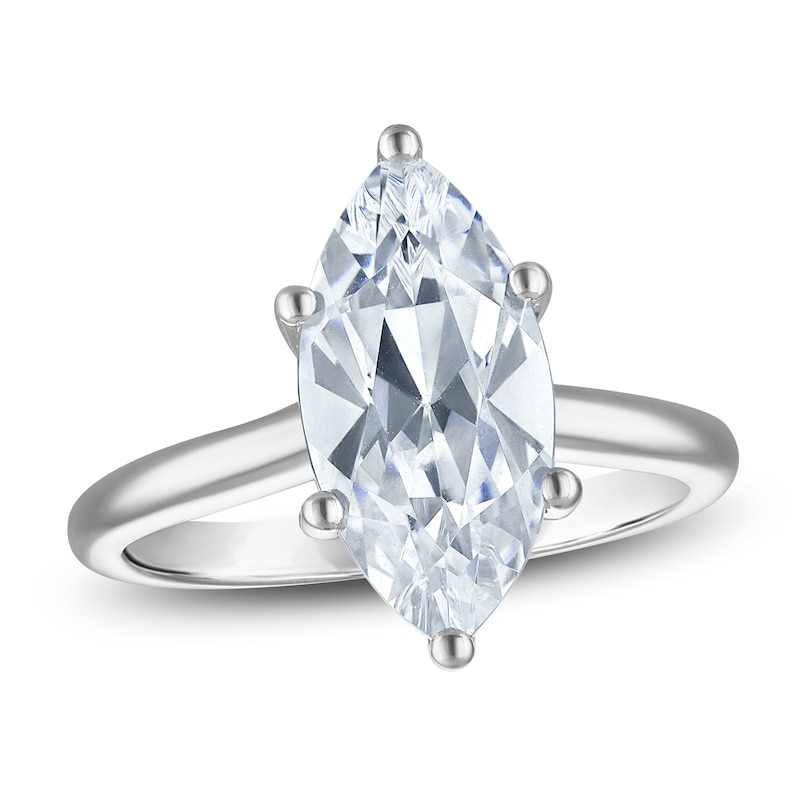 Main Image 1 of Marquise-Cut Lab-Created Diamond Solitaire Plus Engagement Ring 3 ct tw Platinum (VS2/F)