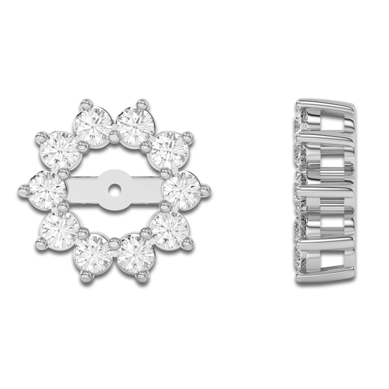 Main Image 1 of Lab-Created Diamond Flower Earring Jackets 1-3/8 ct tw 10K White Gold