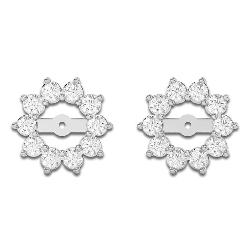 Main Image 3 of Lab-Created Diamond Flower Earring Jackets 1-3/8 ct tw 10K White Gold