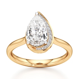 J'Lure Pear Step-Cut Lab-Created Diamond Half-Halo Engagement Ring 2 ct tw 18K Yellow Gold