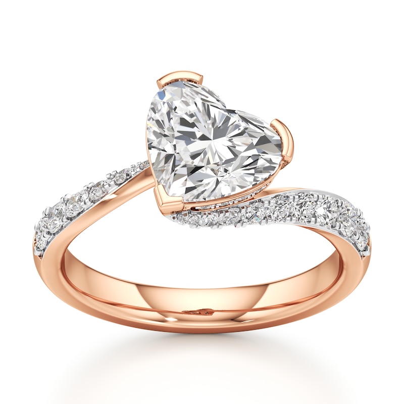 Main Image 1 of J'Lure Heart Brilliant-Cut Lab-Created Diamond Bypass Engagement Ring 2-3/8 ct tw 18K Rose Gold