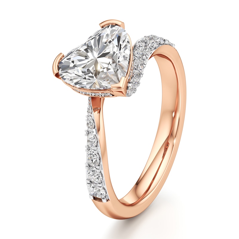 Main Image 4 of J'Lure Heart Brilliant-Cut Lab-Created Diamond Bypass Engagement Ring 2-3/8 ct tw 18K Rose Gold