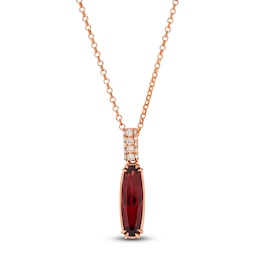 Le Vian Silhouette Elongated Cushion-Cut Natural Garnet Necklace 1/8 ct tw Diamonds 14K Strawberry Gold 19&quot;