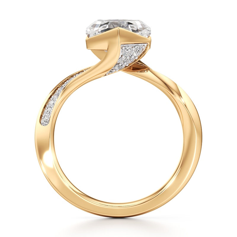 Main Image 2 of J'Lure Hexagon Step-Cut Lab-Created Diamond Bypass Engagement Ring 3-1/4 ct tw 18K Yellow Gold