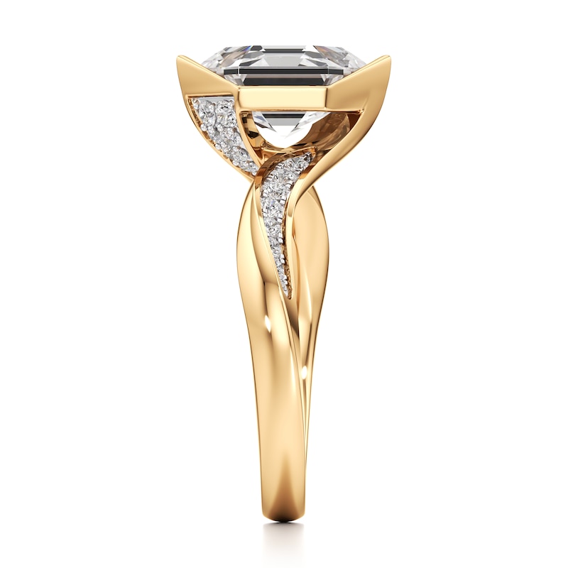 Main Image 3 of J'Lure Hexagon Step-Cut Lab-Created Diamond Bypass Engagement Ring 3-1/4 ct tw 18K Yellow Gold