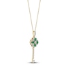 Thumbnail Image 2 of Pear-Shaped Natural Emerald & Princess, Round & Baguette-Cut Diamond Pendant Necklace 1/4 ct tw 14K Yellow Gold