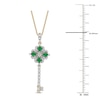 Thumbnail Image 4 of Pear-Shaped Natural Emerald & Princess, Round & Baguette-Cut Diamond Pendant Necklace 1/4 ct tw 14K Yellow Gold