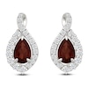 Thumbnail Image 1 of Pear-Shaped Natural Garnet & White Lab-Created Sapphire Teardrop Halo Stud Earrings Sterling Silver