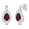 Thumbnail Image 2 of Pear-Shaped Natural Garnet & White Lab-Created Sapphire Teardrop Halo Stud Earrings Sterling Silver