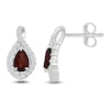 Thumbnail Image 3 of Pear-Shaped Natural Garnet & White Lab-Created Sapphire Teardrop Halo Stud Earrings Sterling Silver