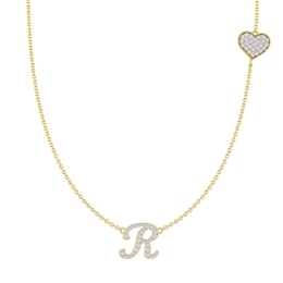 Script Initial Heart Necklace 1/5 ct tw Diamonds 18&quot;