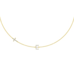 1/8 Ct. tw Diamond Initial Cross Necklace