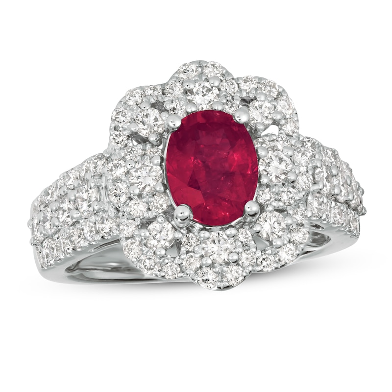 Main Image 1 of Le Vian Couture Ruby Ring 1-1/5 ct tw Diamonds Platinum