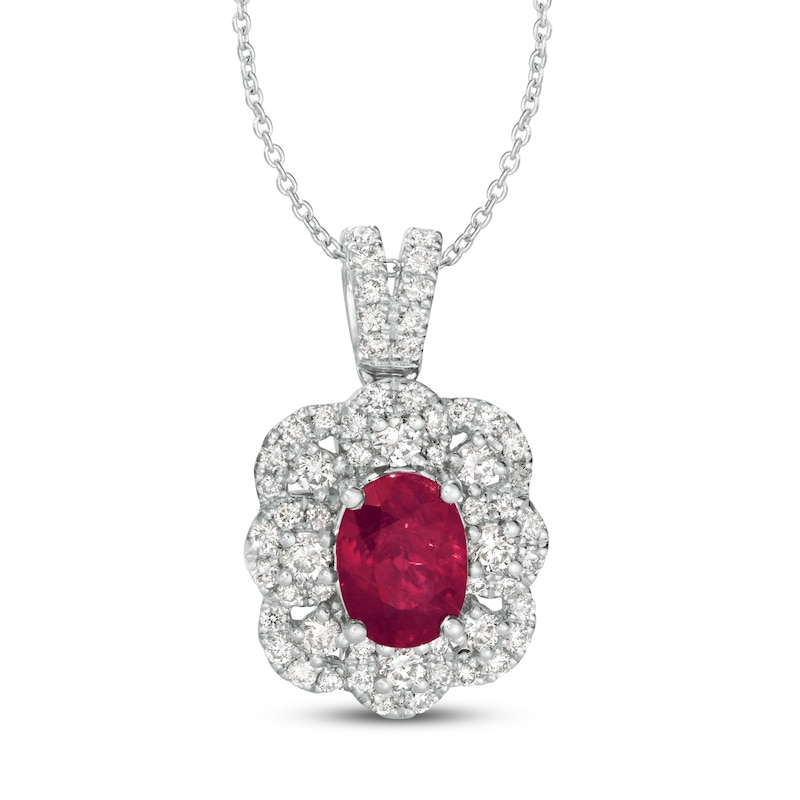 Main Image 1 of Le Vian Couture Natural Ruby Necklace 3/4 ct tw Diamonds Platinum 18&quot;