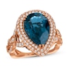 Thumbnail Image 1 of Le Vian Natural Blue Topaz Ring 1-1/3 ct tw Diamonds 18K Strawberry Gold