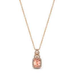 Le Vian Creme Brulee Morganite Necklace 1/2 ct tw Diamonds 18K Strawberry Gold 18&quot;