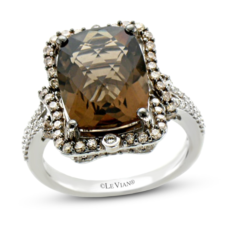 Main Image 1 of Le Vian Natural Smoky Quartz Ring 5/8 ct tw Diamonds 14K Vanilla Gold