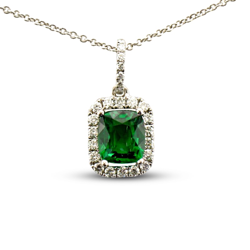 Le Vian Natural Tsavorite Necklace 1/4 ct tw Diamonds 18K Vanilla Gold ...