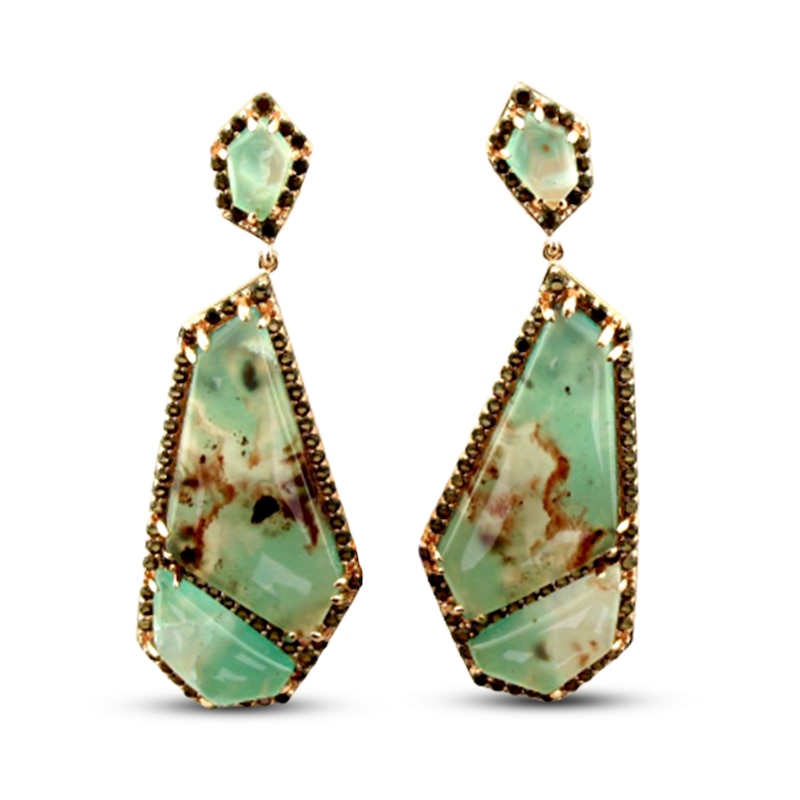 Main Image 1 of Le Vian Natural Aquaprase/Chocolate Quartz Earrings 14K Strawberry Gold