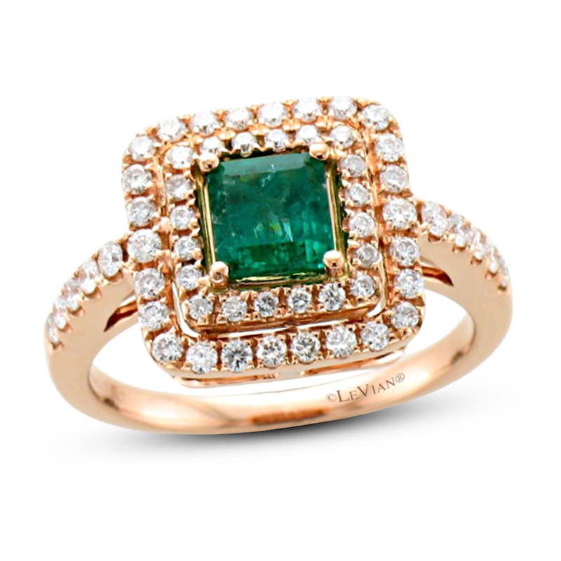 Main Image 1 of Le Vian Natural Emerald Ring 1/2 ct tw Diamonds 18K Honey Gold