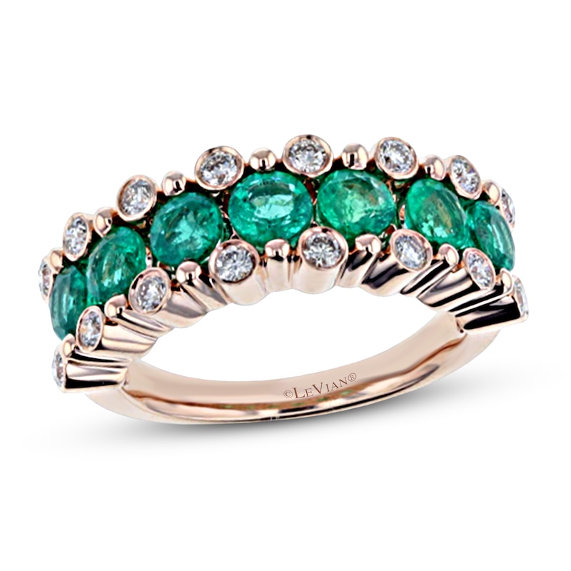 Main Image 1 of Le Vian Natural Emerald Ring 3/8 ct tw Diamonds 14K Strawberry Gold