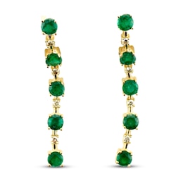 Le Vian Natural Emerald Earrings 1/5 ct tw Diamonds 14K Honey Gold