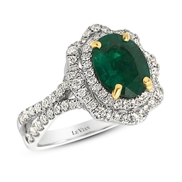 Le Vian Natural Emerald Ring 5/8 ct tw Diamonds 18K Vanilla Gold