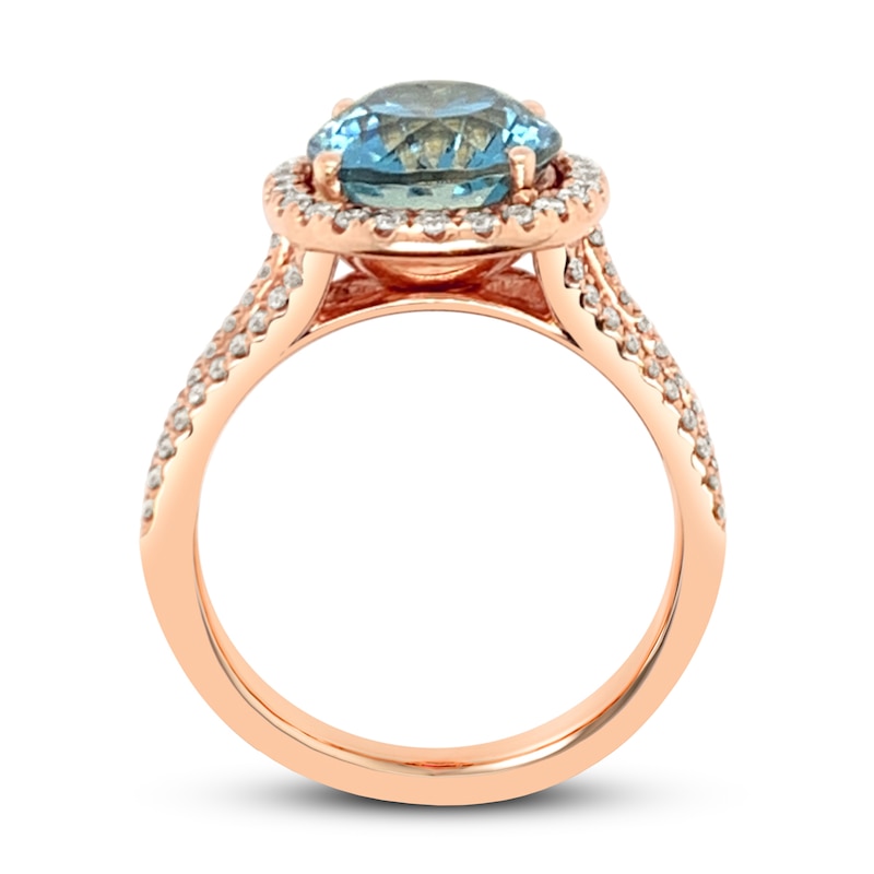 Main Image 2 of Le Vian Natural Aquamarine Ring 5/8 ct tw Diamonds 18K Strawberry Gold