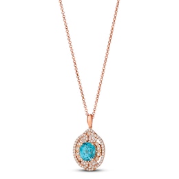 Le Vian Natural Blue Zircon Necklace 5/8 ct tw 18K Strawberry Gold