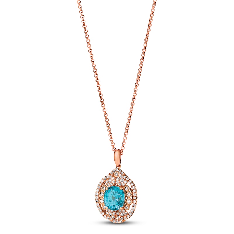 Main Image 1 of Le Vian Natural Blue Zircon Necklace 5/8 ct tw 18K Strawberry Gold