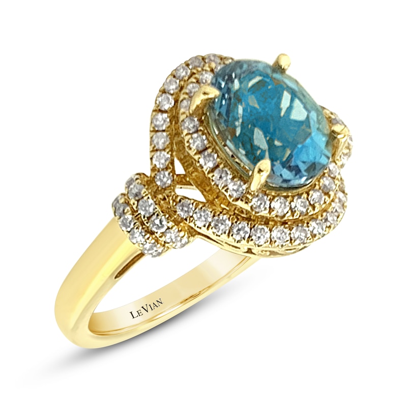 Main Image 1 of Le Vian Natural Aquamarine Ring 1/2 ct tw Diamonds 18K Honey Gold