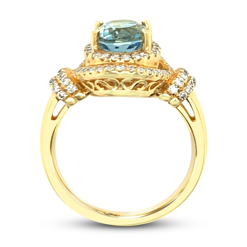 Main Image 2 of Le Vian Natural Aquamarine Ring 1/2 ct tw Diamonds 18K Honey Gold