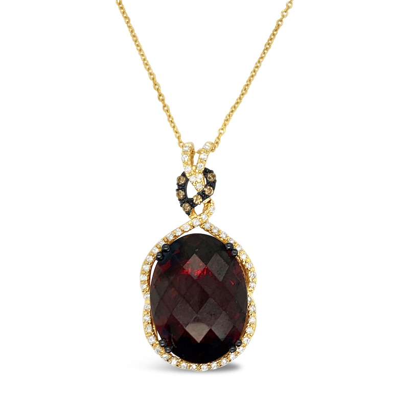 Main Image 1 of Le Vian Natural Garnet Necklace 1/5 ct tw Diamonds 14K Honey Gold