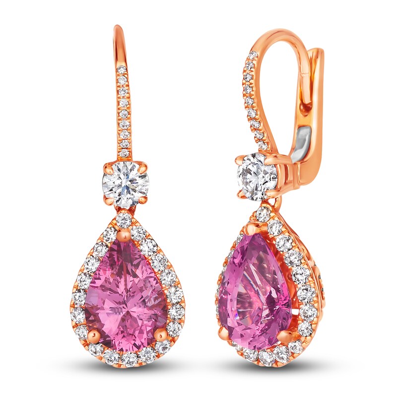 Main Image 1 of Le Vian Rose Spinel Earrings 1-1/6 ct tw Diamonds 18K Strawberry Gold