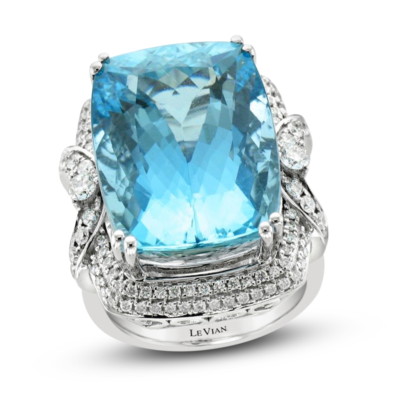 Main Image 1 of Le Vian Natural Aquamarine Ring 7/8 ct tw Diamonds 18K Vanilla Gold