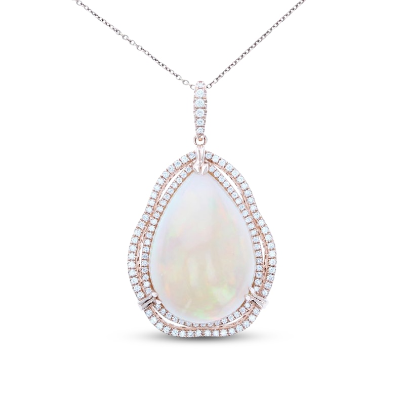 Main Image 1 of Le Vian Natural Opal Necklace 1-5/8 ct tw Diamonds 18K Strawberry Gold