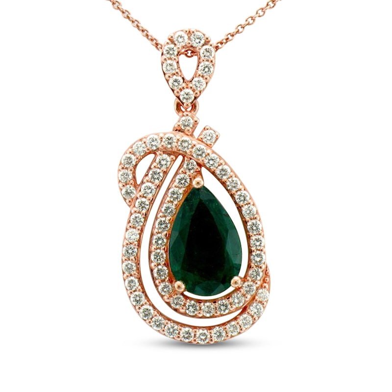 Main Image 1 of Le Vian Natural Emerald Necklace 7/8 ct tw Diamonds 18K Strawberry Gold