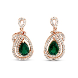 Le Vian Natural Emerald Earrings 1-1/5 ct tw Diamonds 18K Strawberry Gold