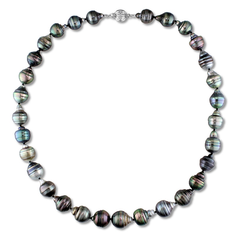 Tahitian Cultured Pearl Necklace 14K White Gold 18"