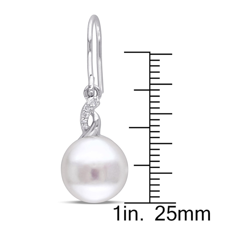 Main Image 2 of Cultured Pearl Earrings 1/20 ct tw Diamonds Sterling Silver